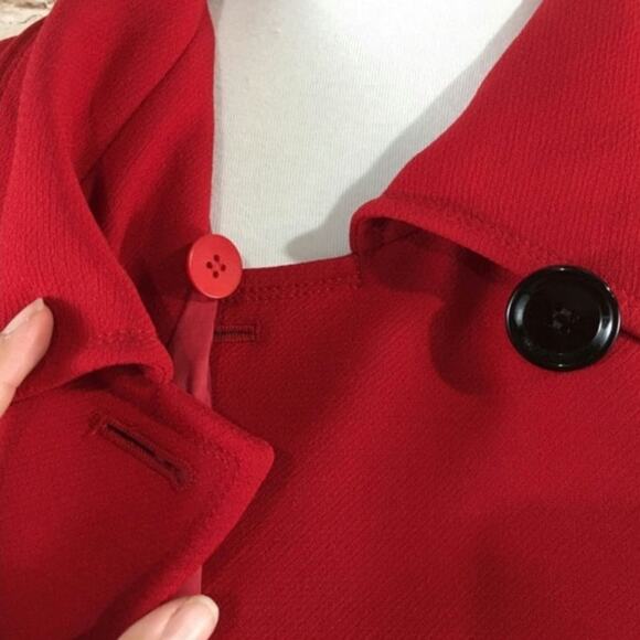 Lafayette 148 New York Red Swing Coat Virgin Wool 3/4 Sleeve Short Size 12 - Picture 6 of 16